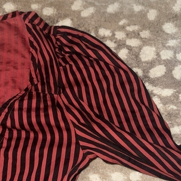 Free People Caroline Red & Black‎ Stripe Long Sleeve Top - Picture 6 of 11
